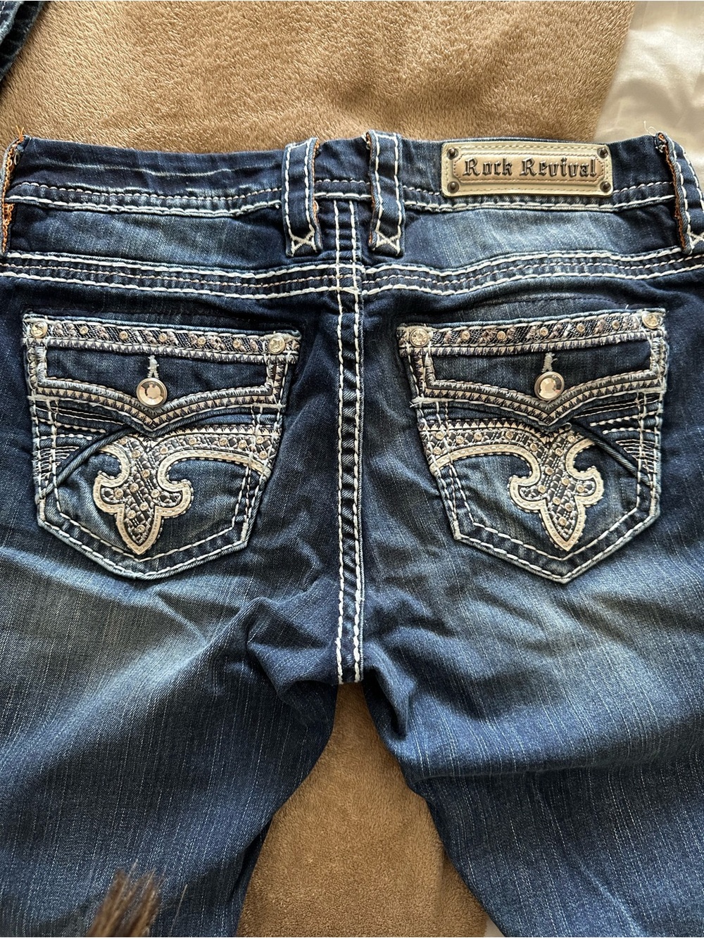 Rock Revival Women's Dark Blue Embellished Back Pocket Glade Easy Boot Jeans